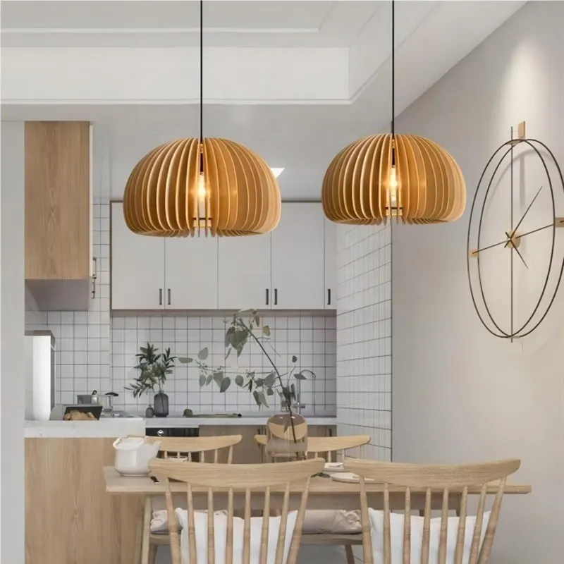 Creative Wooden Pumpkin Pendant Lamp KL112