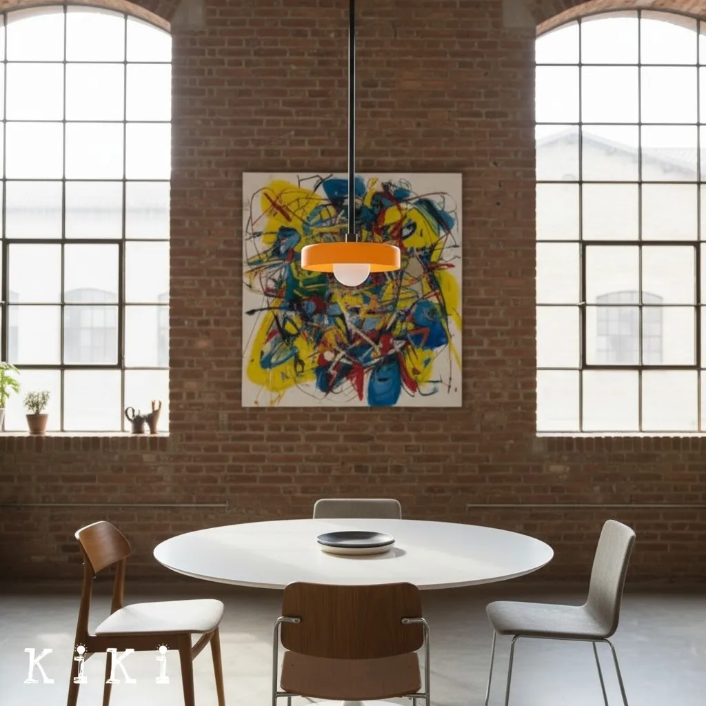 Metal Rod Glass Disc Orb Pendant Light KL923