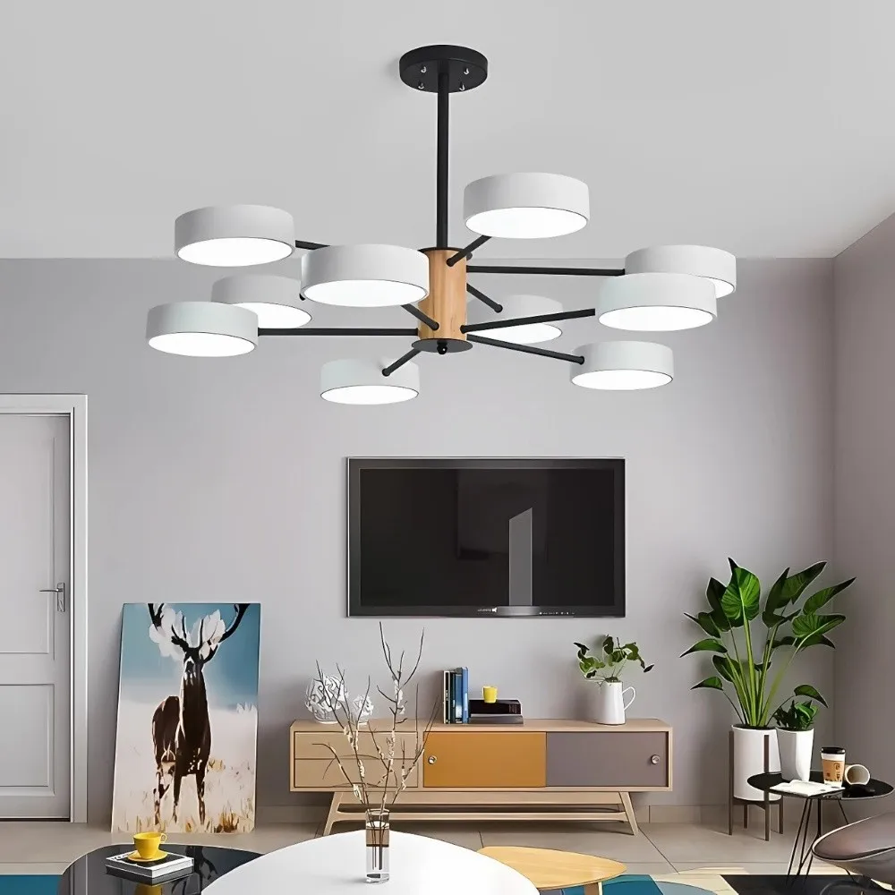 Scandinavian Branched Round Wood Chandelier KL886