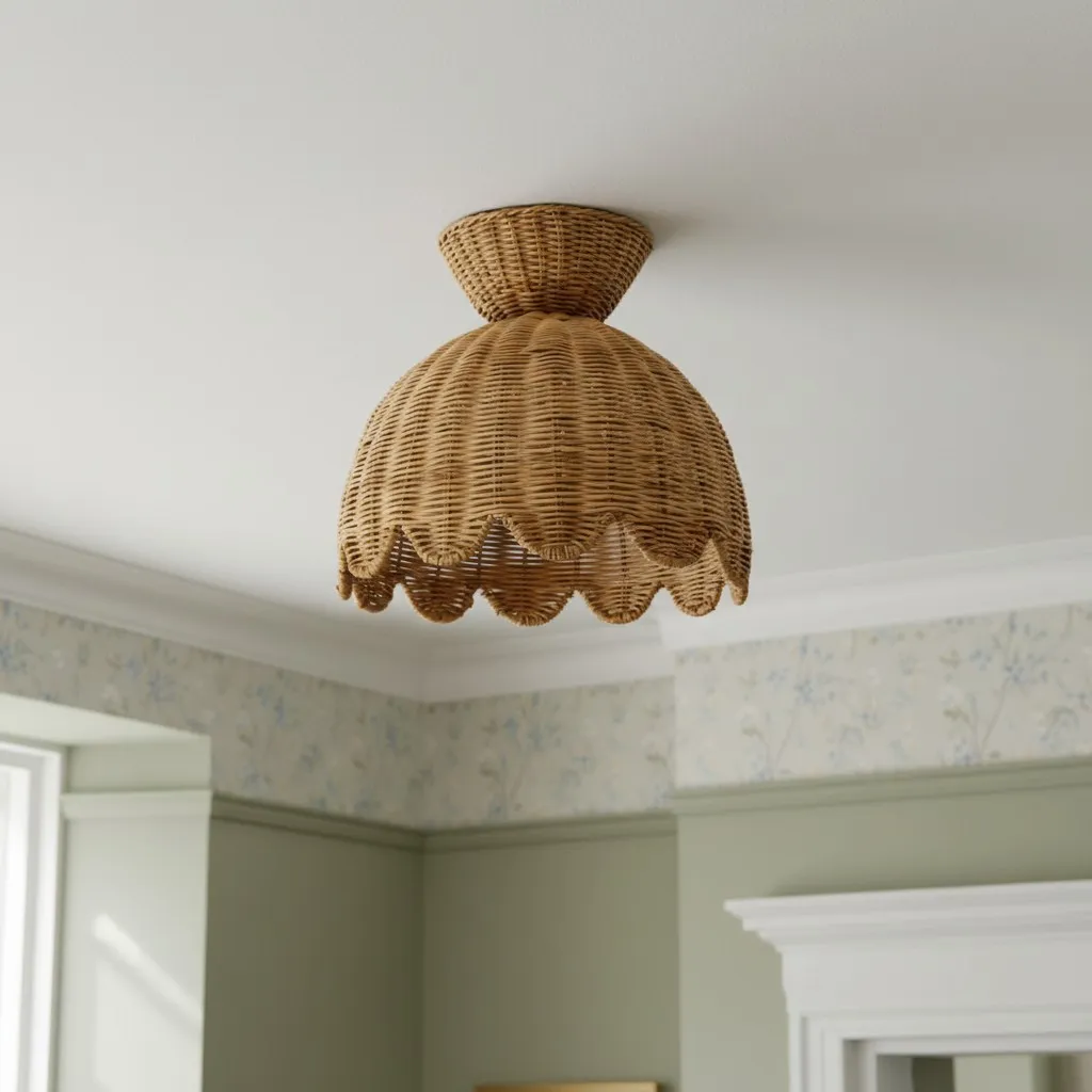 Rattalia Ceiling Light - Sculptural Flower Design in Natural Style for Kitchen Island KL2230