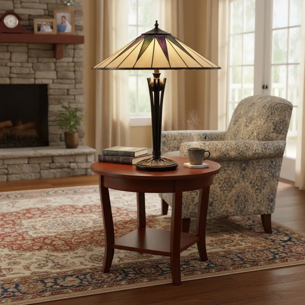 TF Dark Star Tiffany Style Geometric Shade Table Lamp for Bedroom and Accent Lighting KL1927