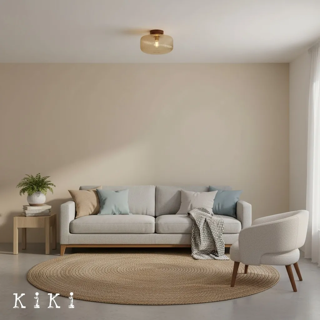 Amberflow Ribbed Glass Ceiling Light - Rustic Modern Lamp for Living Room or Entryway KL2231