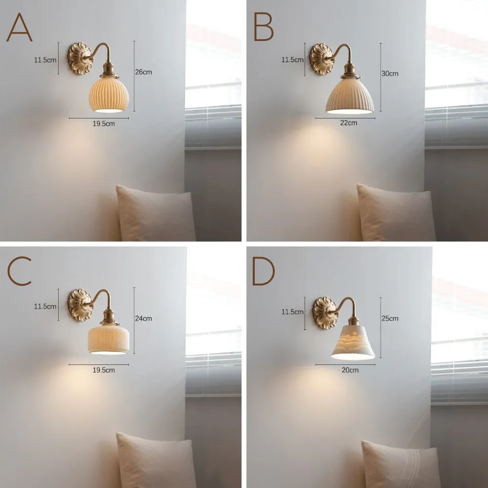 Elegant Ceramic Brass Wall Lamp – Vintage Ceramic Sconce with Brass Accents  KL1538