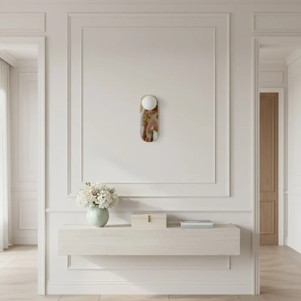 Vinbrea Stone Wall Lamp Organic Texture - Mid-Century Accent Light for Bedroom and Hallway KL2390