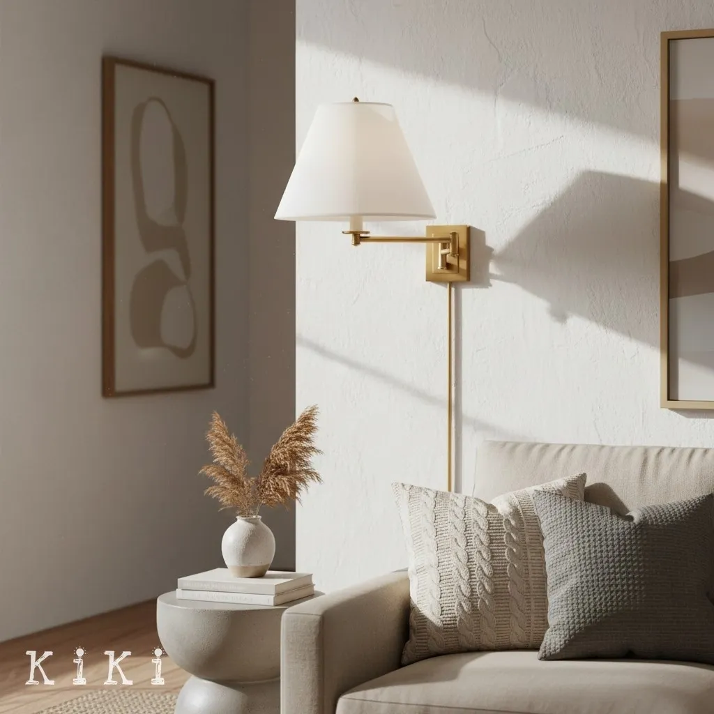 Arcuma Swing Arm Metal Wall Lamp - Retro Rotating Sconce for Bedside Reading KL2067