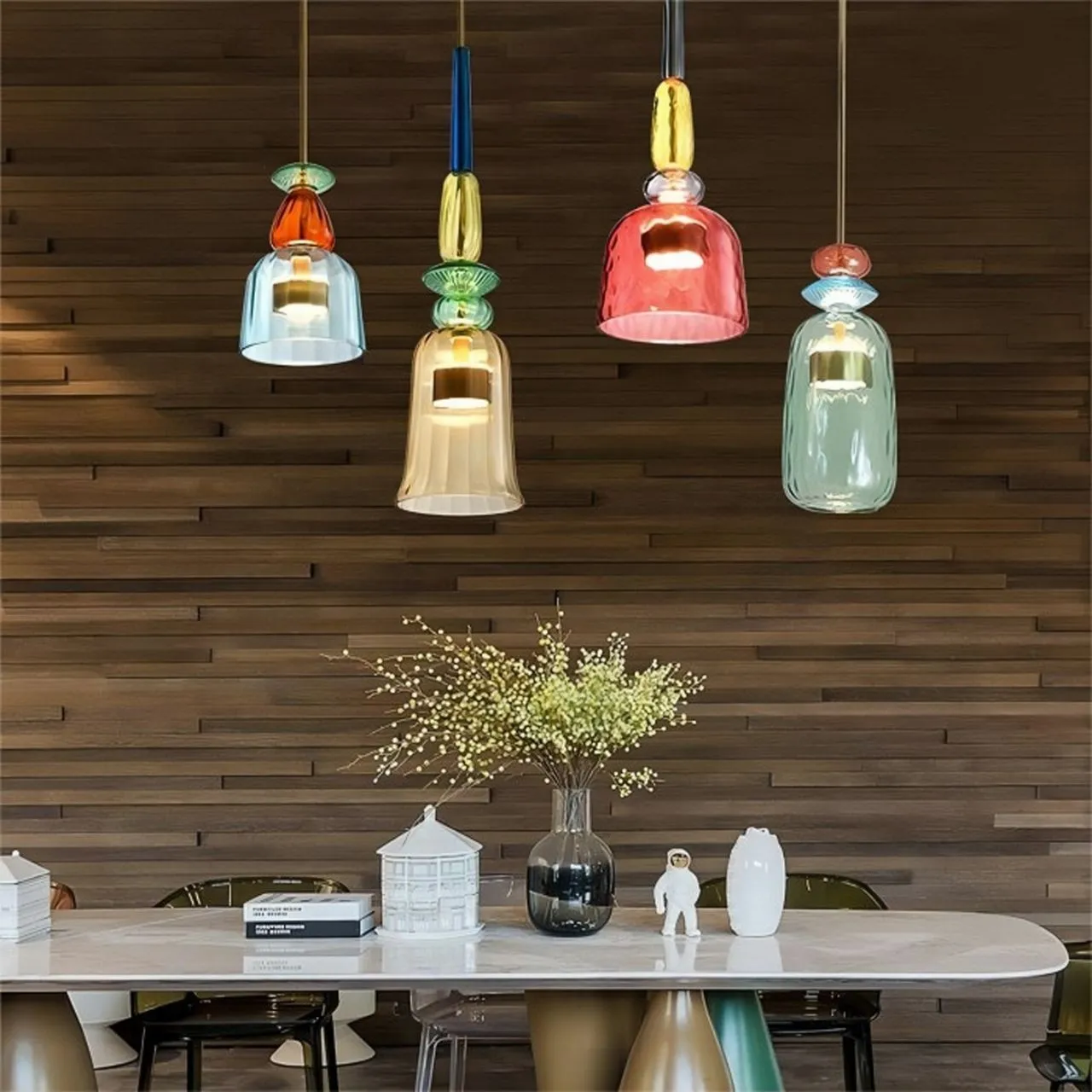 Nordic Macaron Flauti Ribbed Glass Pendant Light