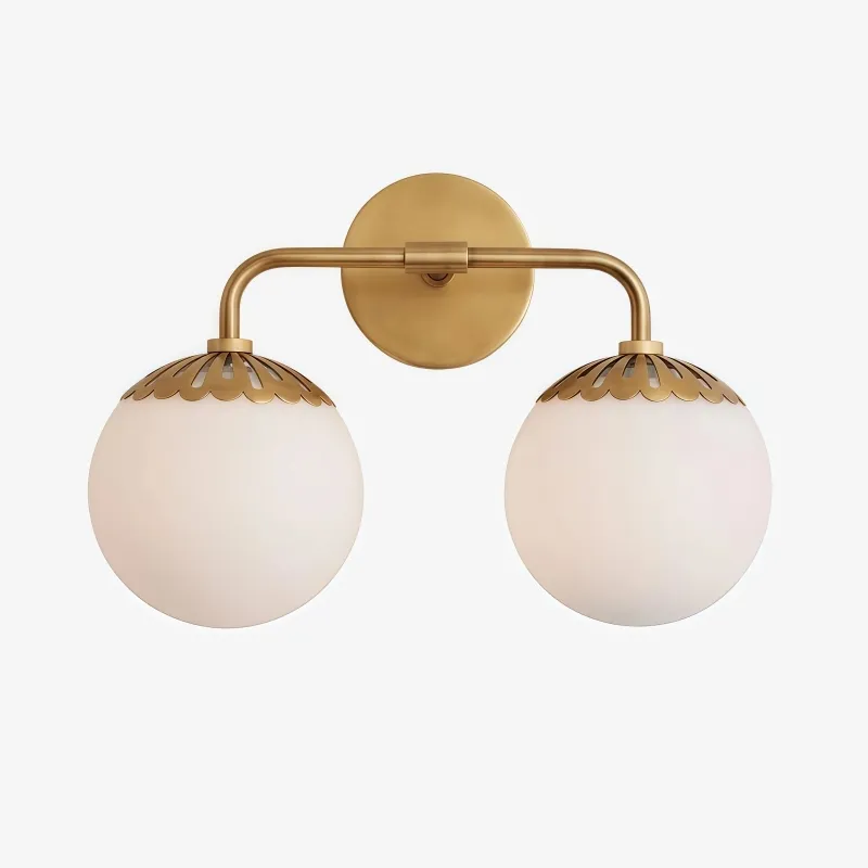 Vinbrea Glass Globe Wall Lamp - Minimal Curved Arm Light for Living Room KL2370