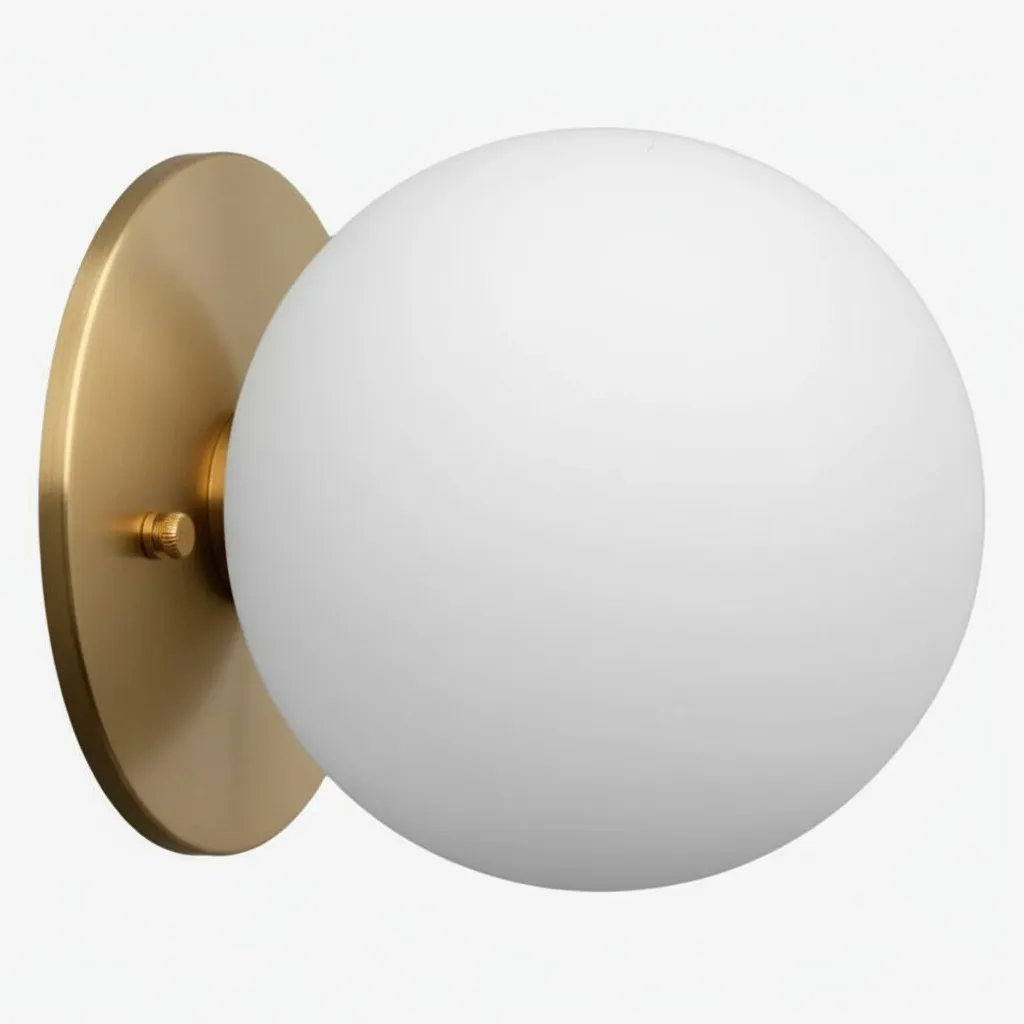 Glorica Glass Brass Wall Sconce - Frosted Globe Classic Light For Warm Ambiance KL1509