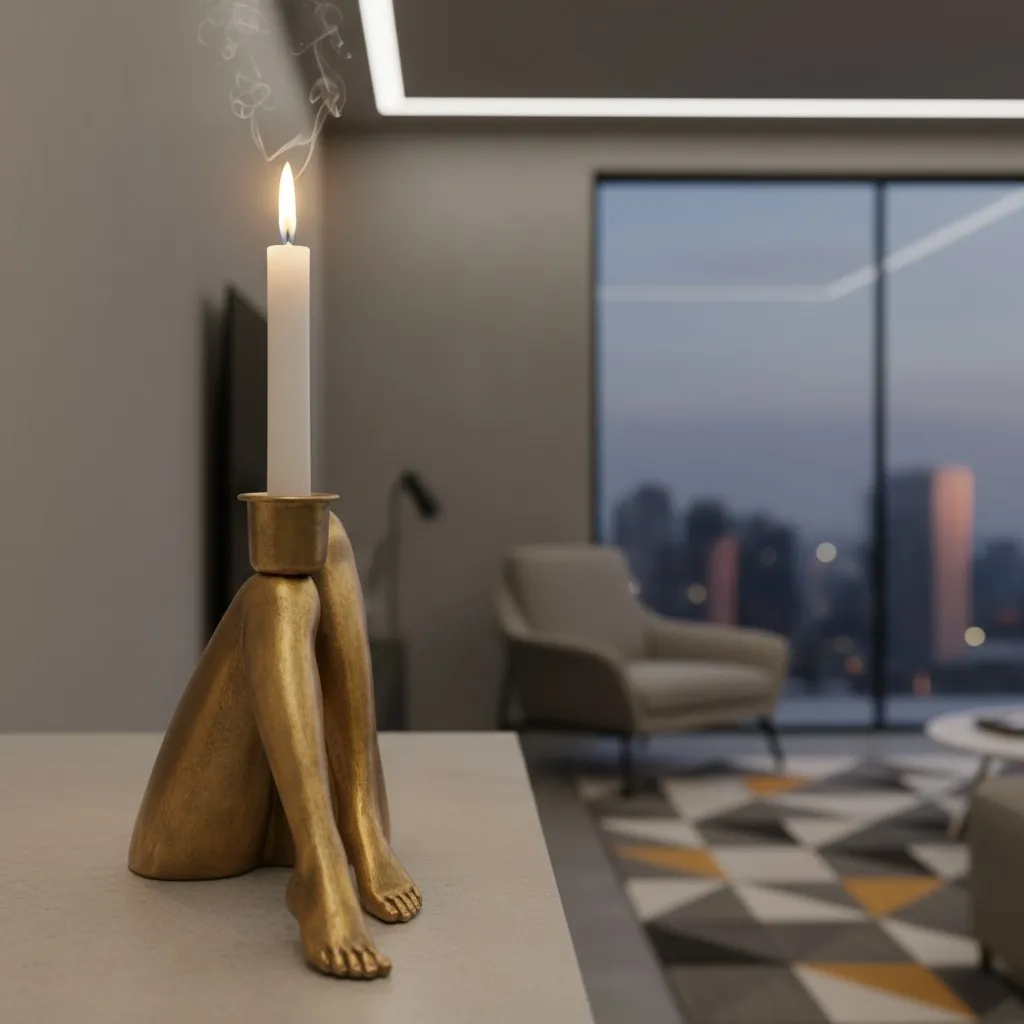 Kickra Sculptural Leg Base Candle Holder - Modern Artistic Design Table Or Living Room Decor KL2204