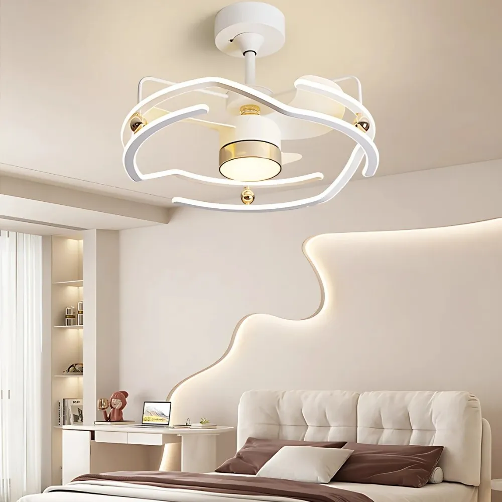 Modern White Kitchen Led Ceiling Fan Light KL936