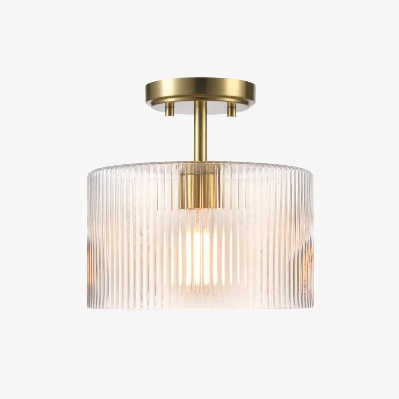 Rivora Ribbed Glass Ceiling Light - Modern Farmhouse Semi Flush Mount Lamp for Bedroom KL2220