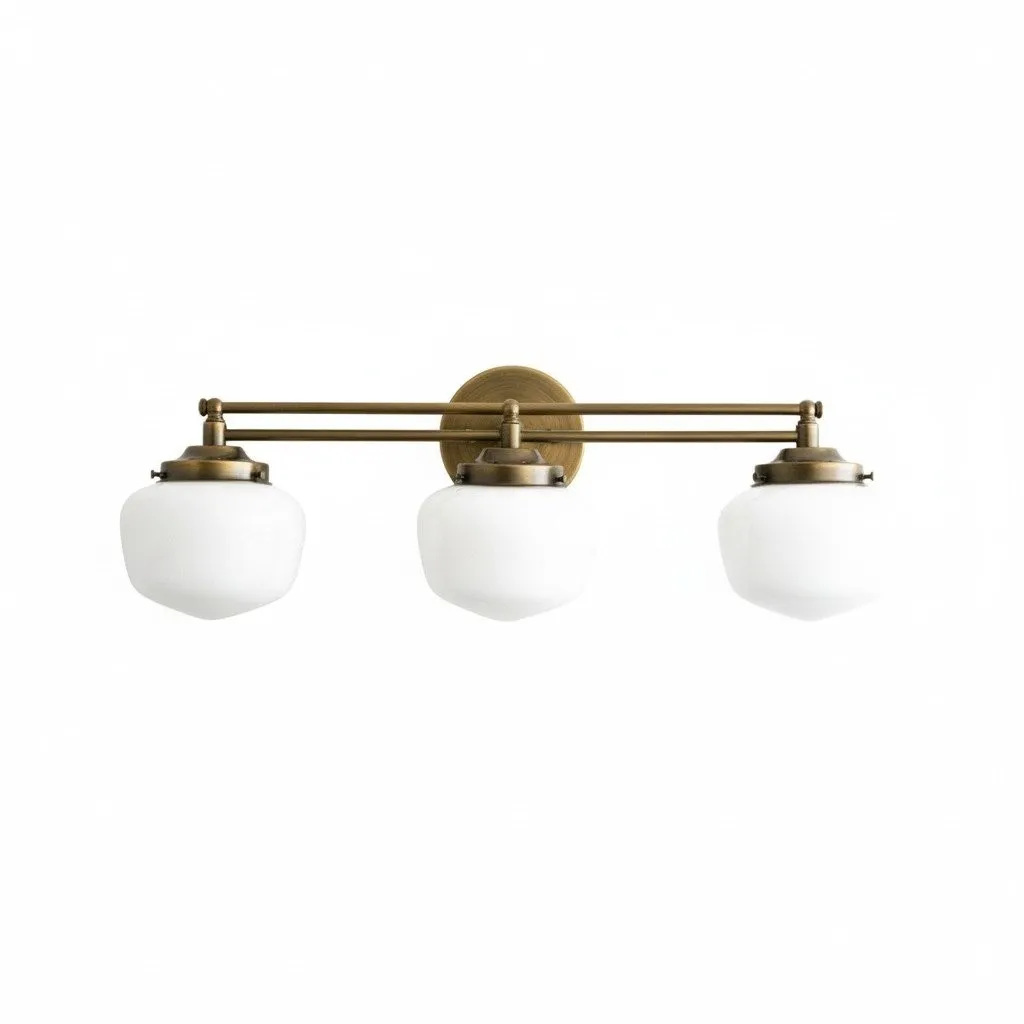 Opalume Glass Art Deco Vanity Light - Bathroom Wall Sconce with White Glass Shades KL1403