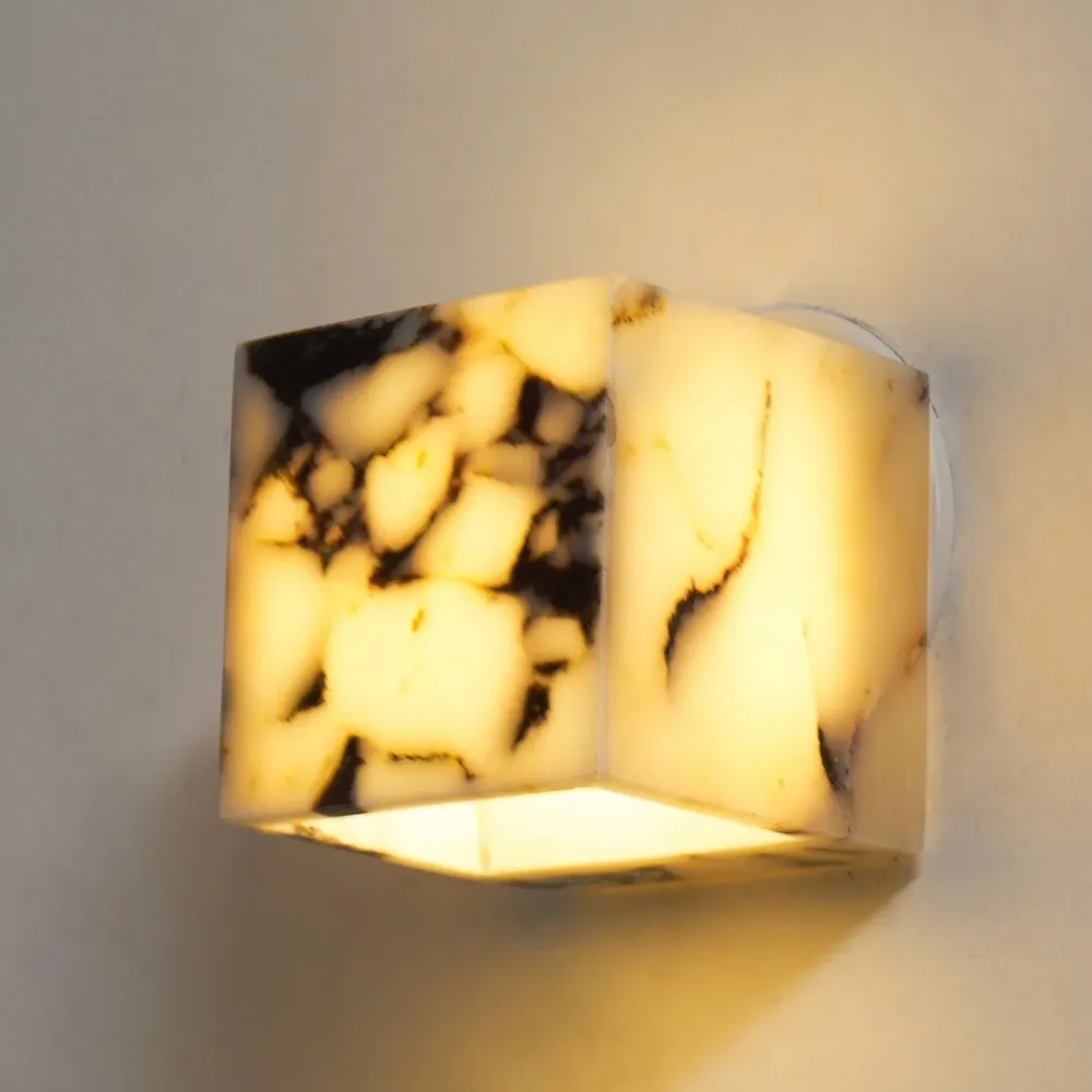 Alverra Modern Wall Sconce Geometric Stone Design - Ambient Wall Lighting for Living Space KL2364