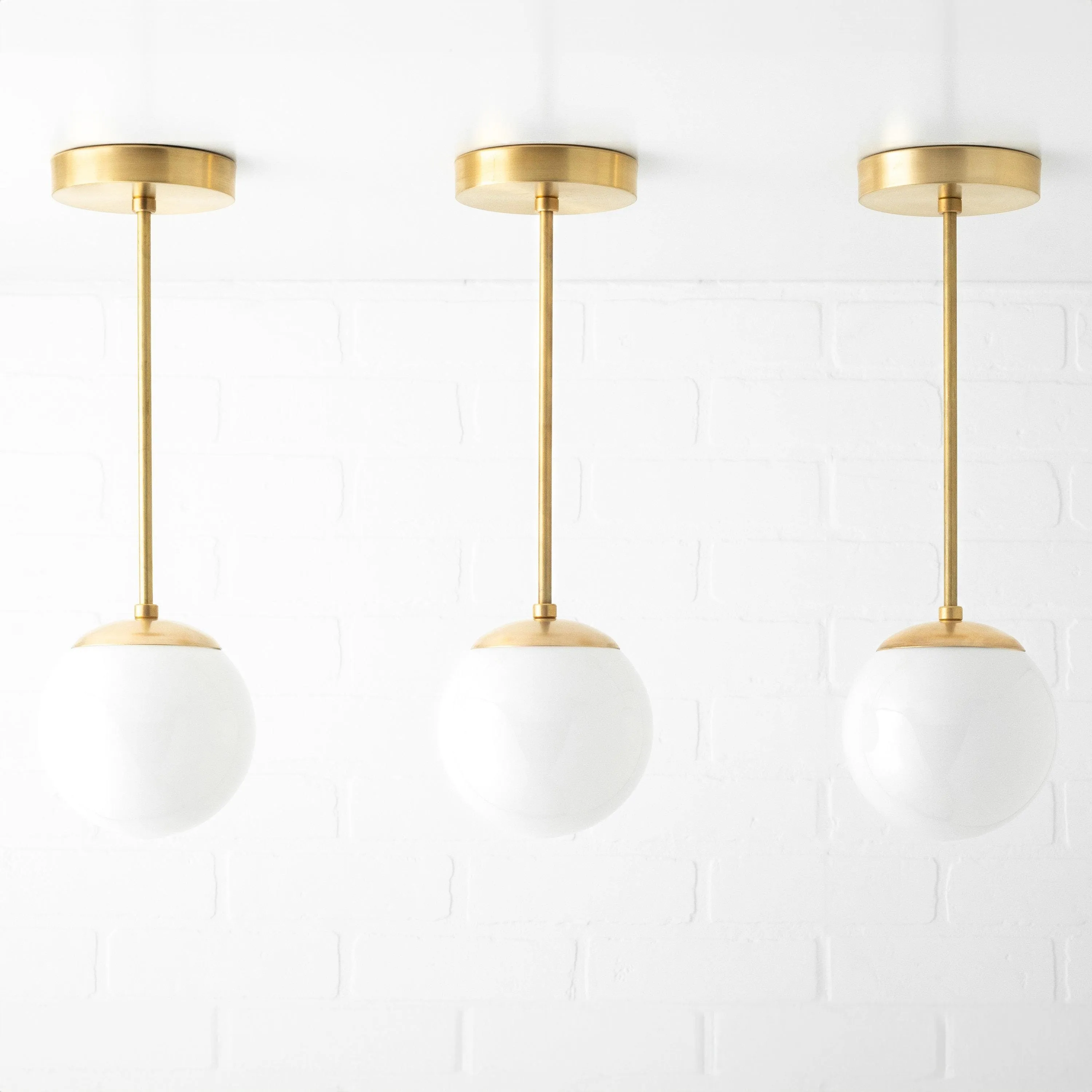 Glorica Glass White Globe Pendant Light - Mid Century Modern Glass Hanging Fixture KL1423