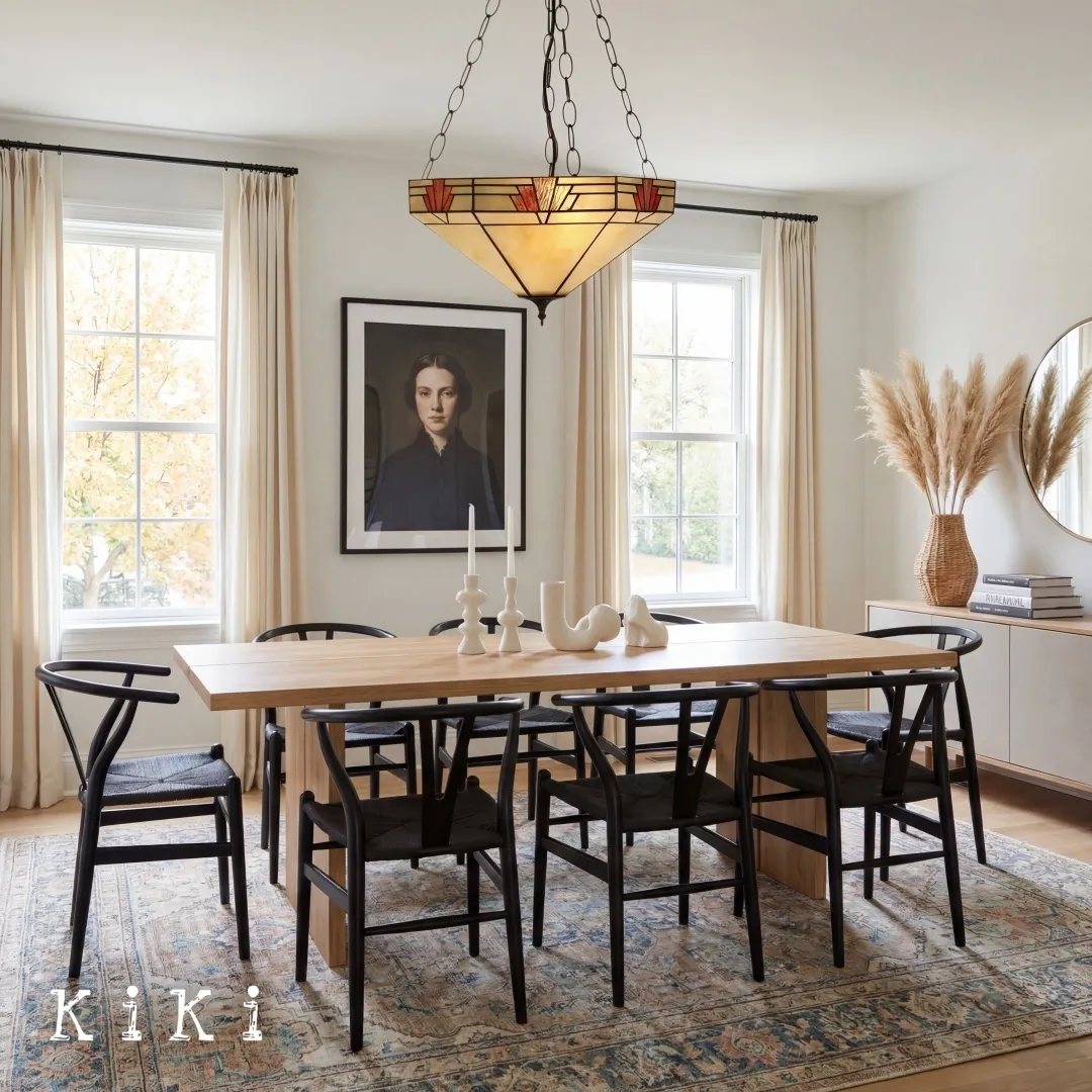 TF Nevada Inverted Glass Pendant Light - Tiffany Artisan Pendant Lamp for Dining Room KL1801
