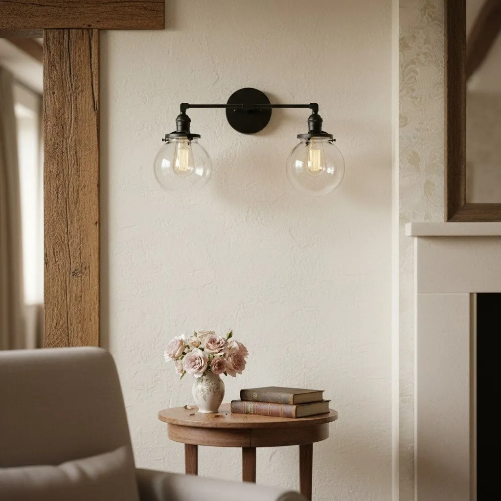Lumio Globe Glass Globe Vanity Light - Modern Two Light Bathroom Sconce KL1404
