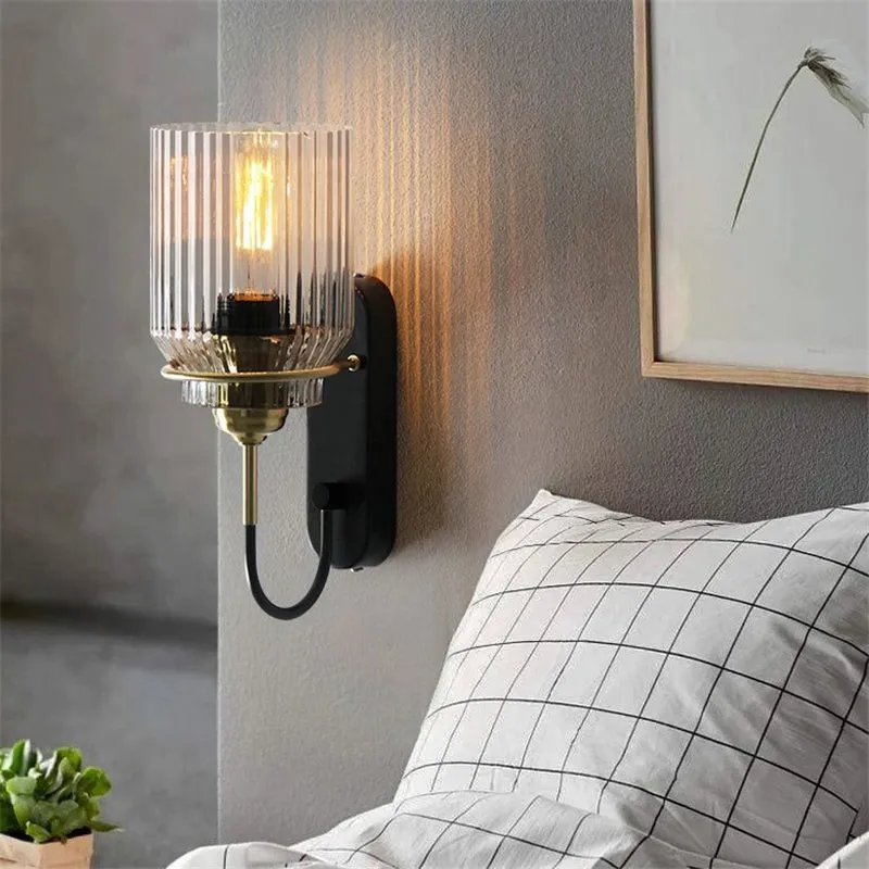 Nordic Columnar Glass Mirror Front Wall Lamp KL529