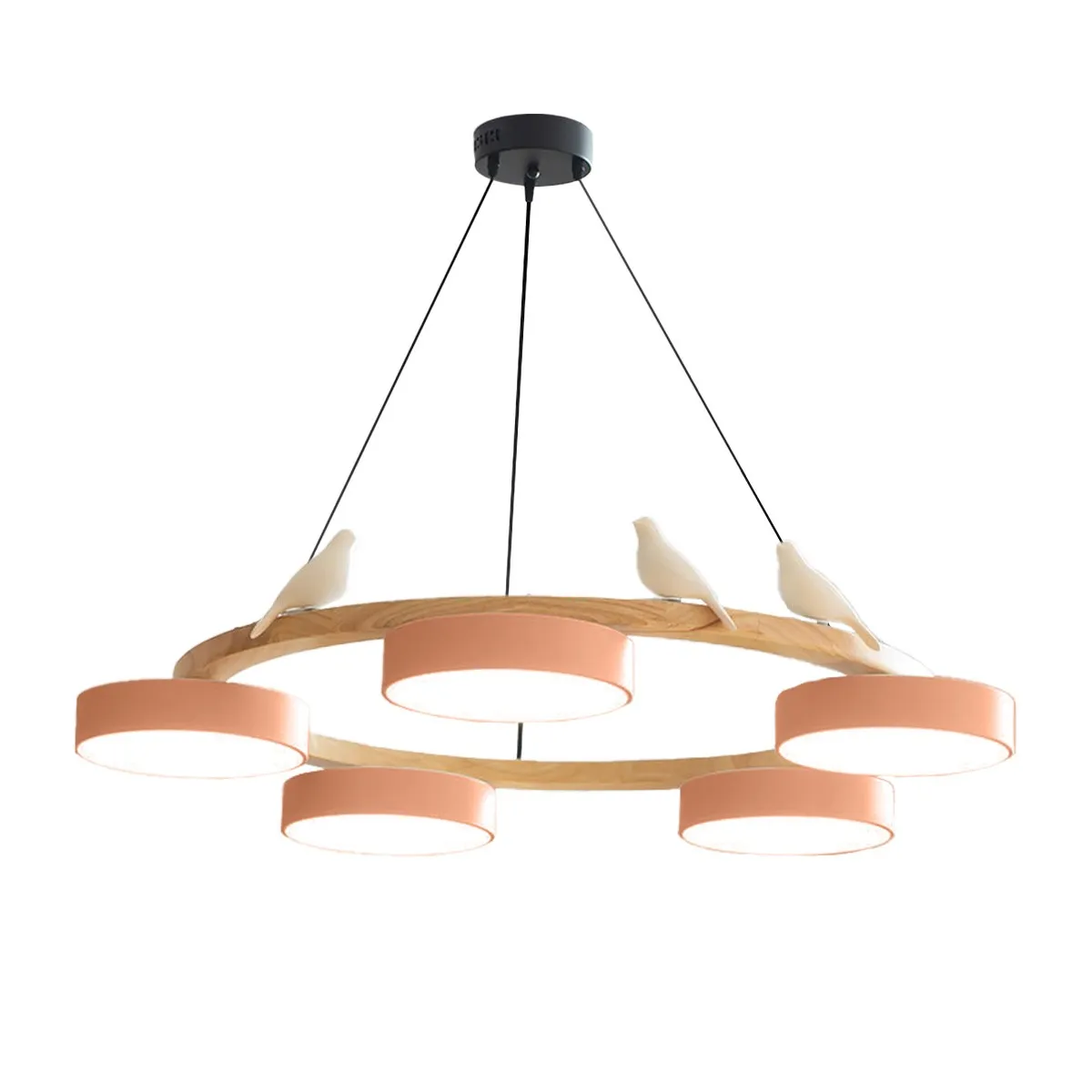Nordic Wooden Bird Creative Round Chandelier KL775