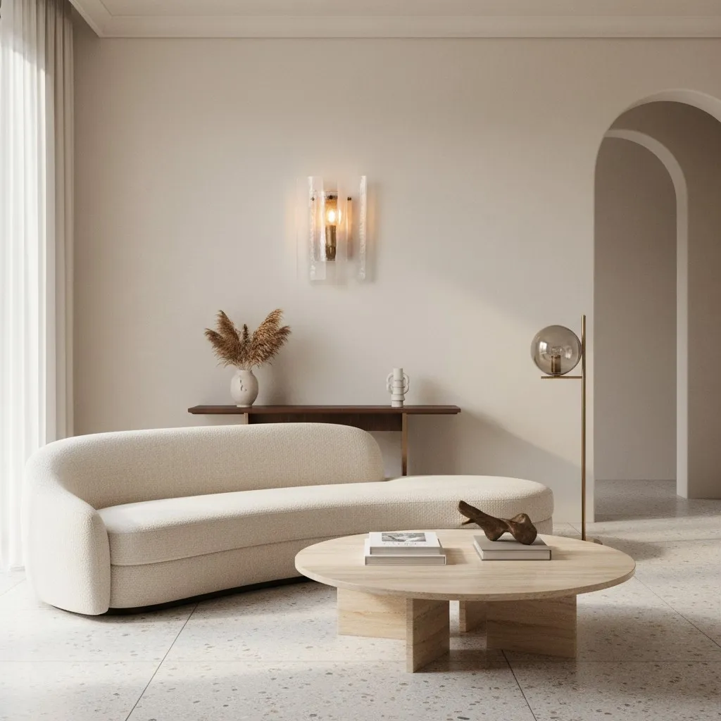 Velora Layered Textured Glass Wall Light - Living Room or Hallway Sculptural Modern Design KL2344