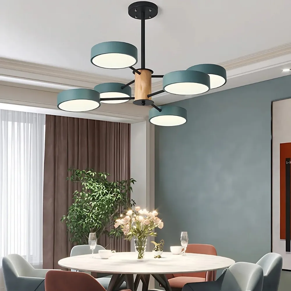 Scandinavian Branched Round Wood Chandelier KL886