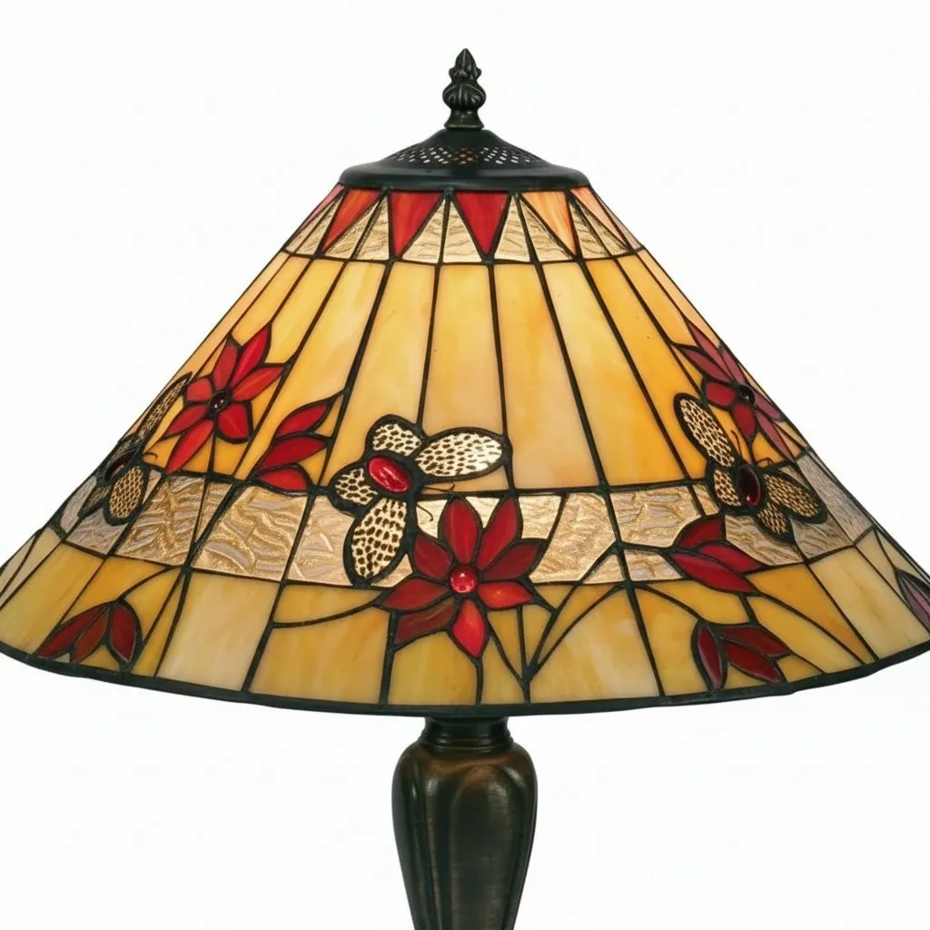TF Butterfly Table Lamp - Hand-Cut Stained Glass Shade Table Light for Living Room and Bedroom KL1807