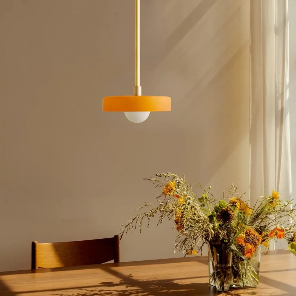 Metal Rod Glass Disc Orb Pendant Light KL923