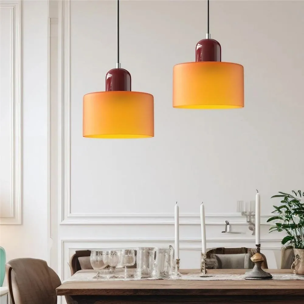 Morandi Cylinder Stained Glass Pendant Light KL17