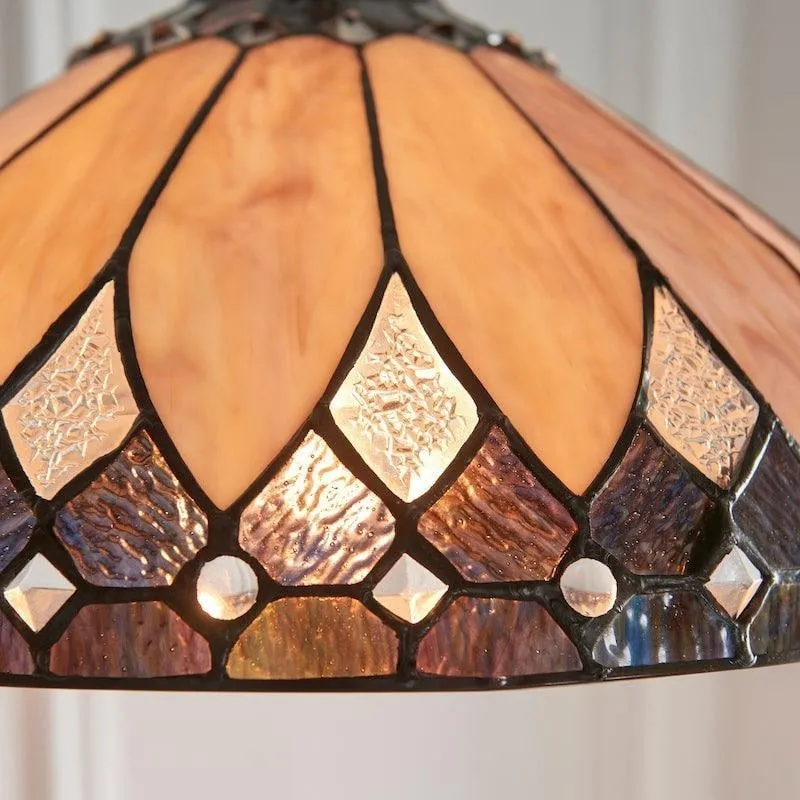 TF Brooklyn Pendant Light - Pendant Light with Geometric Stained Glass Art Deco Style for Dining Rooms KL1862