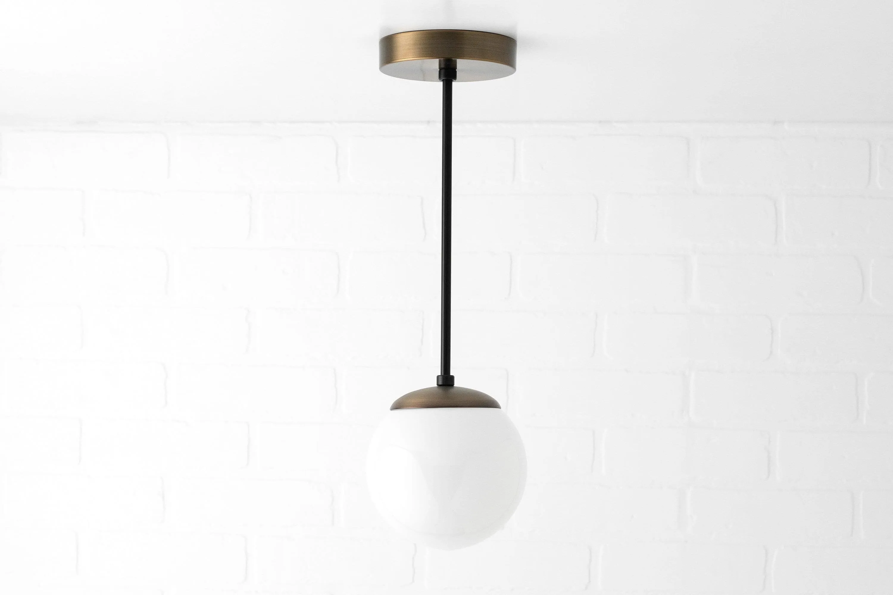 Glorica Glass White Globe Pendant Light - Mid Century Modern Glass Hanging Fixture KL1423