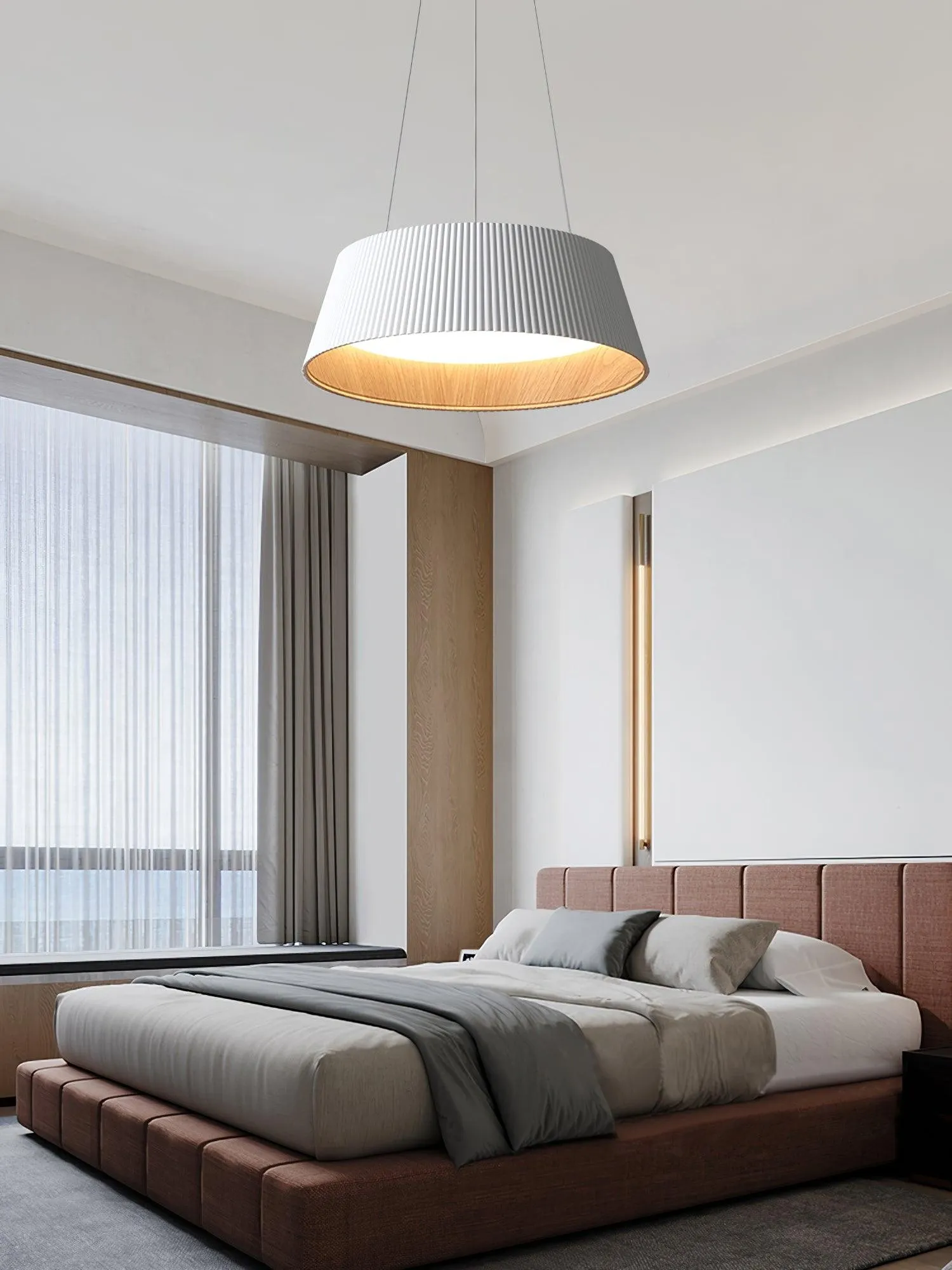 Minimalist Corrugated Lampshade Bedroom Pendant Lamp KL334