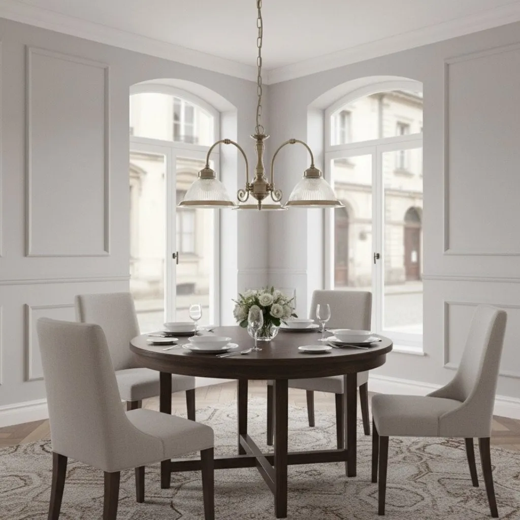 TF Vintora Ribbed Glass Pendant Light - Elegant Metal Trim for Kitchens, Dining Areas and Hallways KL1978