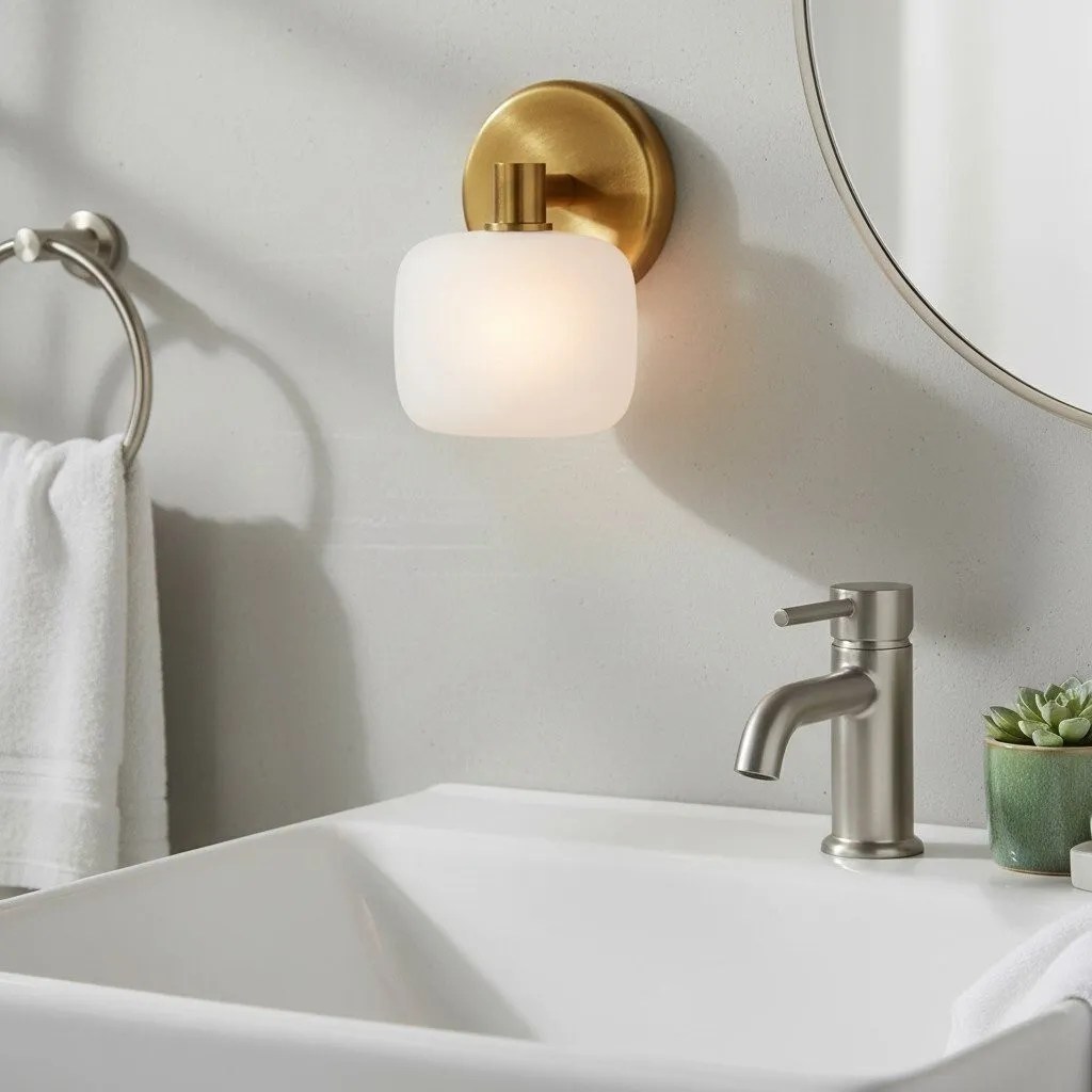 Lirra Frosted Glass Cylinder Wall Lamp - Modern Minimal Bathroom Vanity KL1698