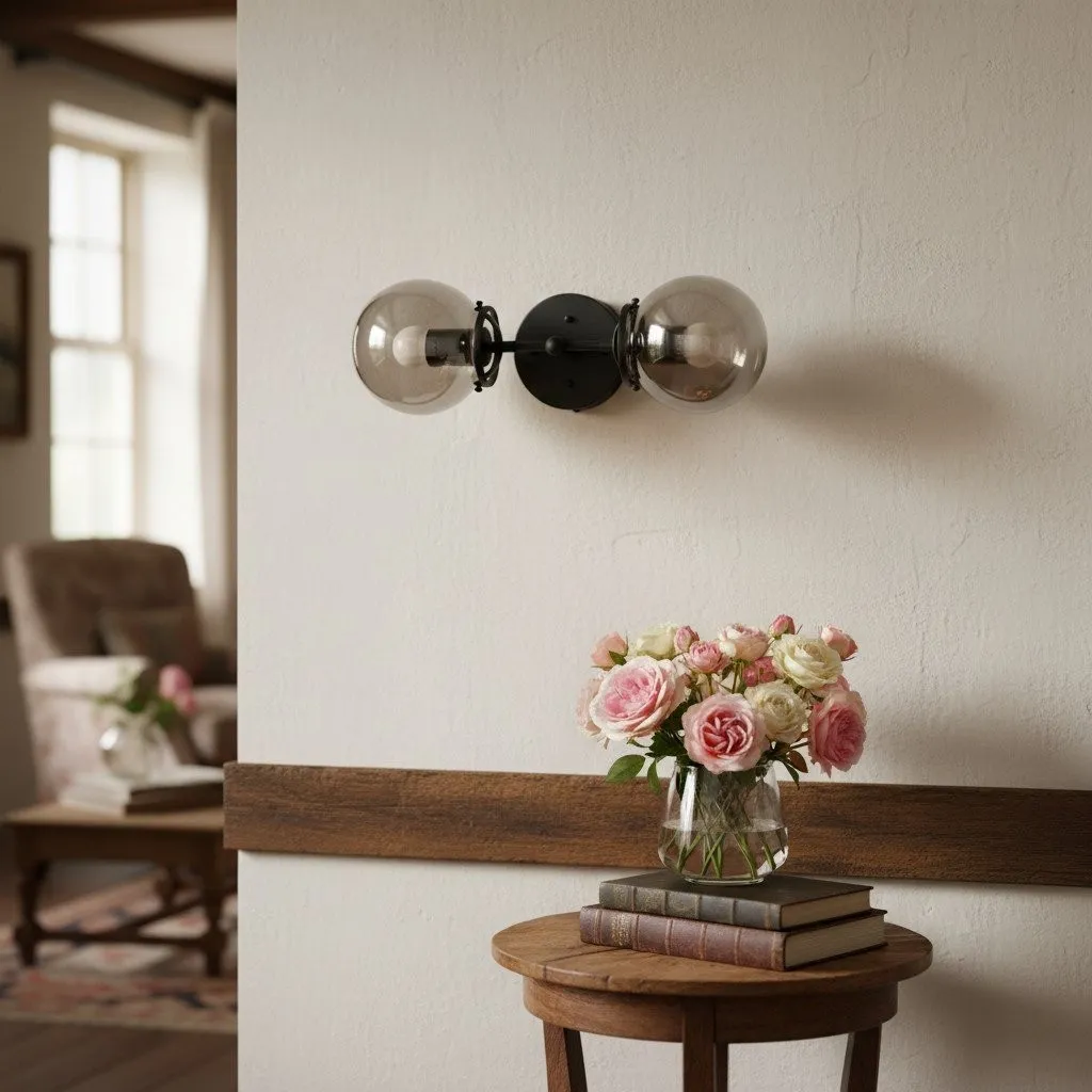Lumio Globe Double Globe Vanity Wall Light - Rustic Farmhouse Bathroom Wall Fixture KL1467