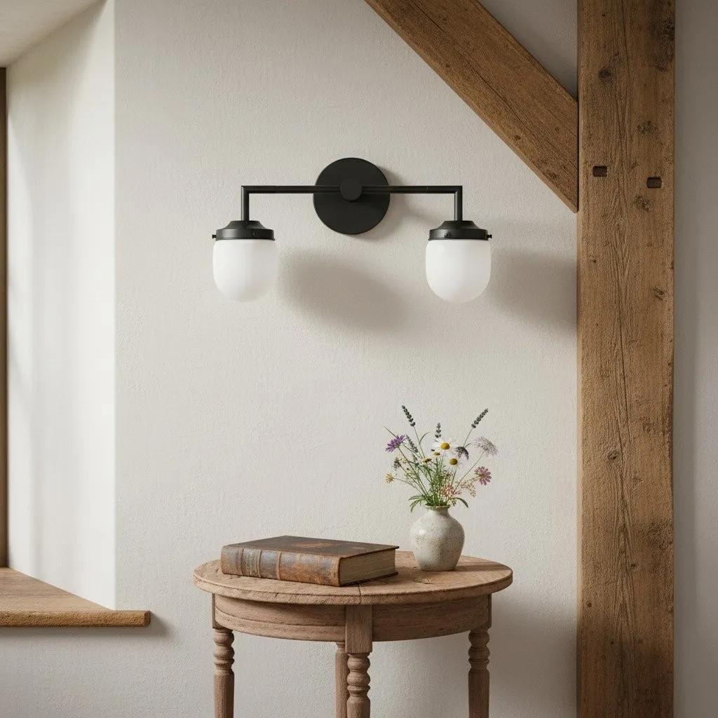 Opalume Glass Double Vanity Light - Vintage Style Bathroom Double Wall Lighting KL1430