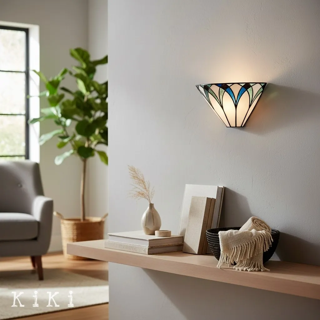 TF Allanton Metal and Glass Wall Light - Art Deco Sconce for Hallway or Living Room KL1767