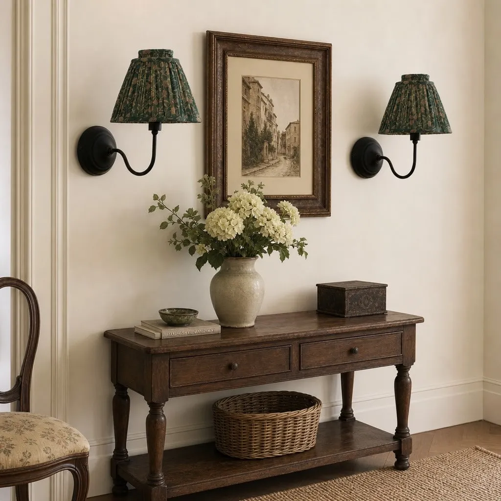 Solmire Contemporary Wall Light - Tailored Fabric Metal Wall Fixture for Bedroom and Hallway A23