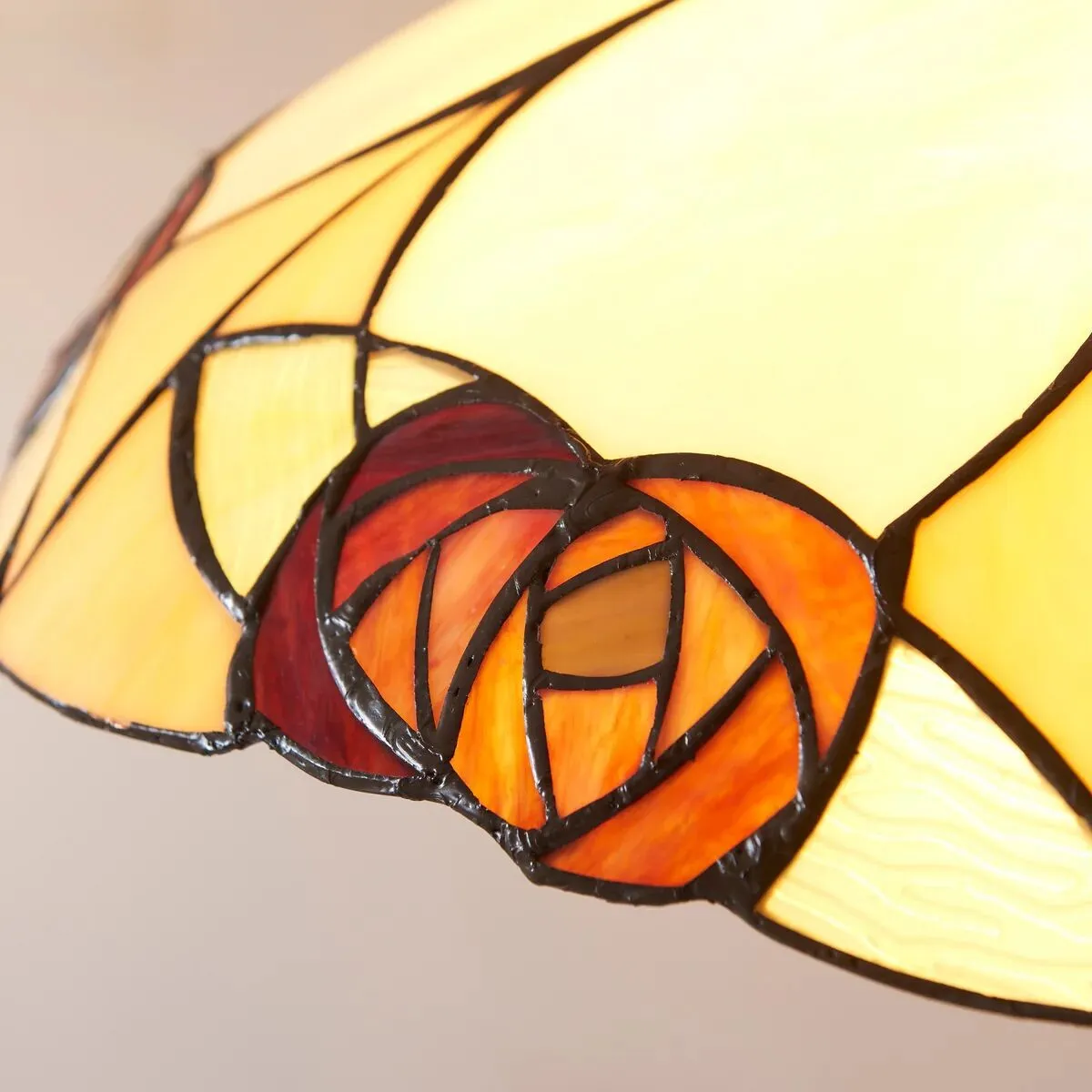 TF Ingram Tiffany Pendant Light - Vintage Handcrafted Stained Glass Floral Shade for Dining Room KL1986