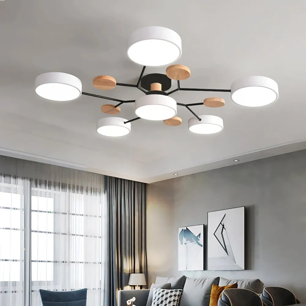 Coloful Branched Round Wooden Ceiling Light KL159