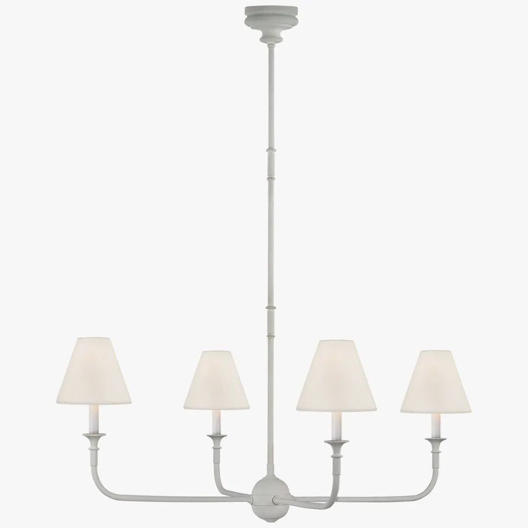 Modern Industrial Metal Chandelier – Luxury Linen Shade Design for Dining or Living Room KL1218