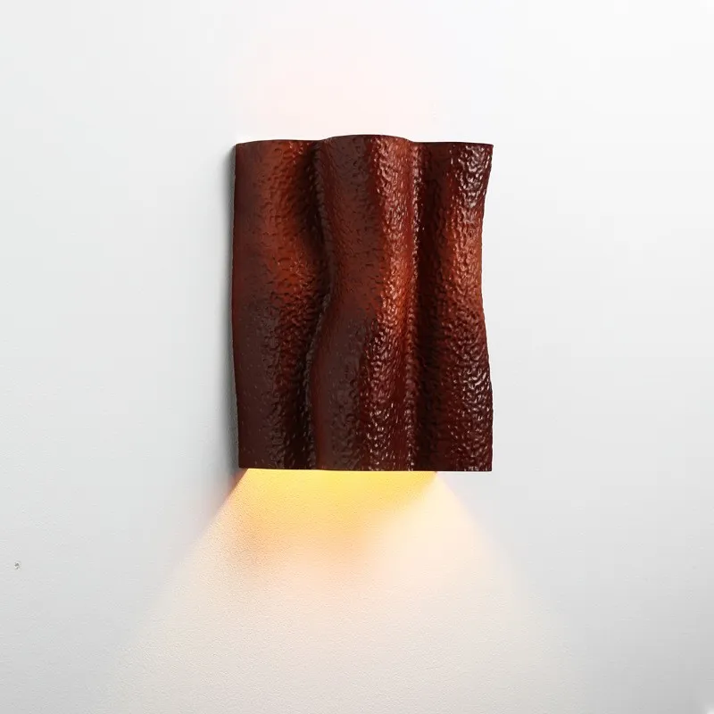 French Folded Resin Ribbed Wall Sconce For Hallway KL161
