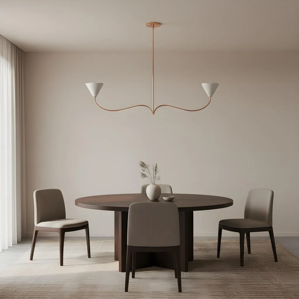 Kysara Linear Chandelier - Curved Lamp Arms and Fabric Shades are Suitable for Living Rooms KL1637