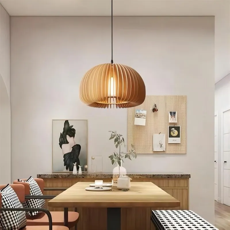 Creative Wooden Pumpkin Pendant Lamp KL112