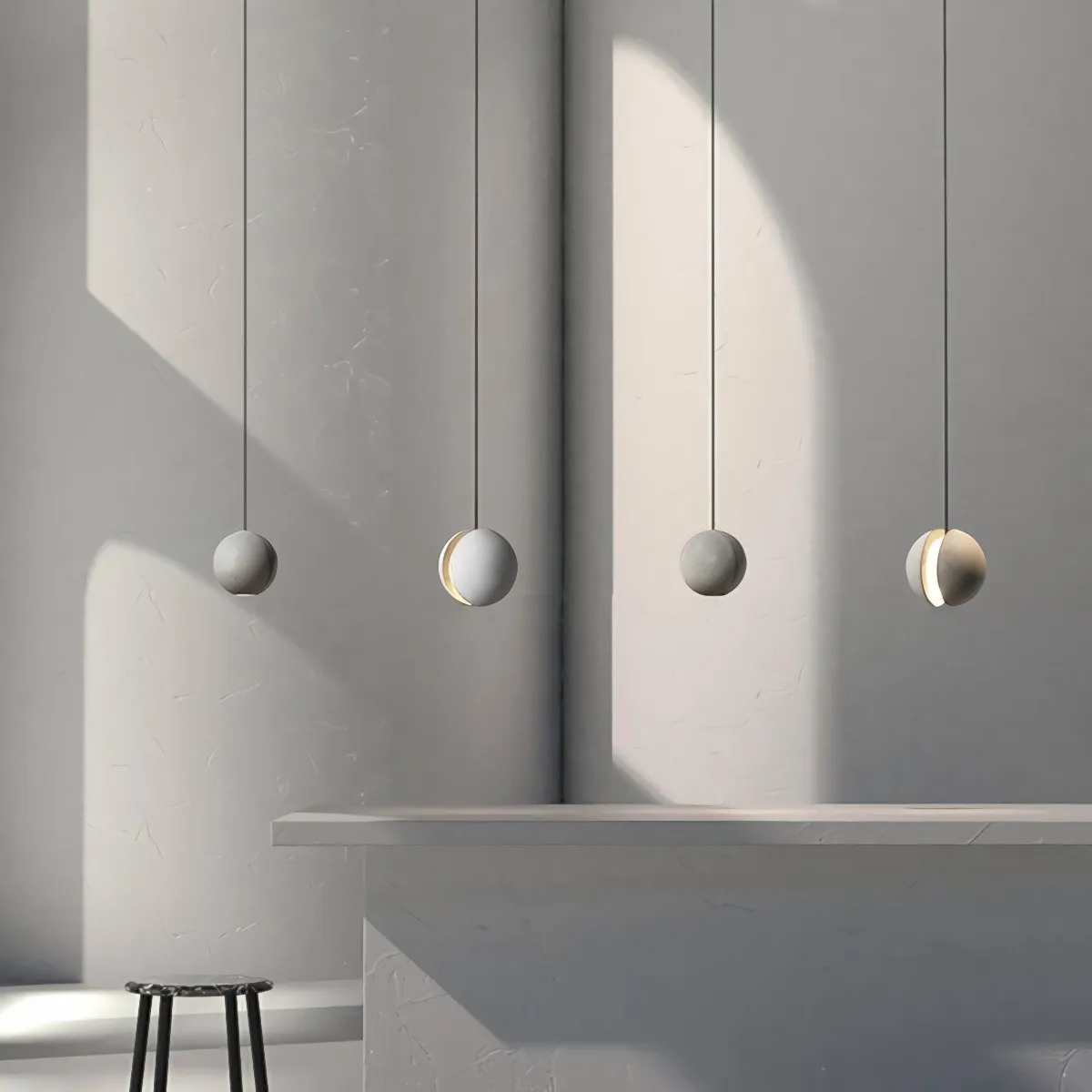 Minimalist Moon Cement Led Pendant Light KL199