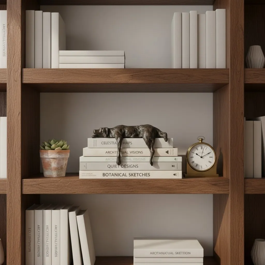Floxo Abstract Human Figurine And Lazy Dog Sculpture - Nordic Minimalist Metal Decor Shelf And Desk Styling KL2346