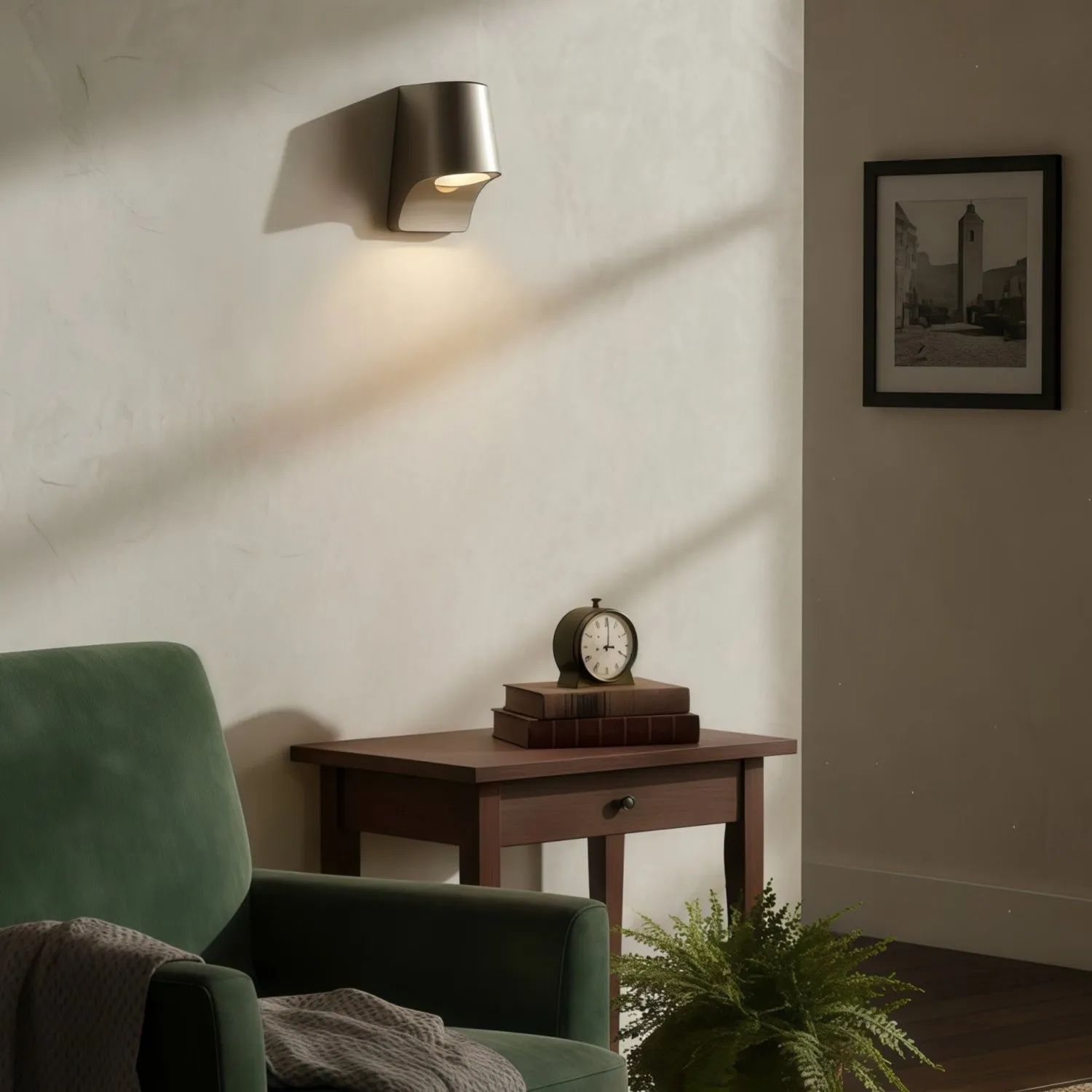 Rivathis Minimalist Metal Pewter Wall Lantern - Stylish Porch Fixture Ideal for Entry or Garden KL1845