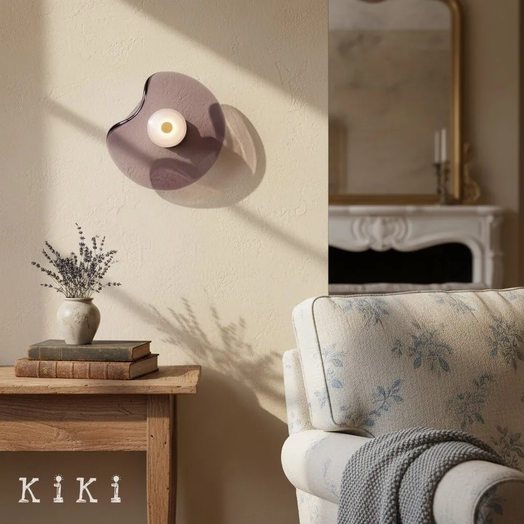 Lunacrest Elegant Curved Glass Wall Sconce - Contemporary Disc Sconce for Bathroom and entry KL2145