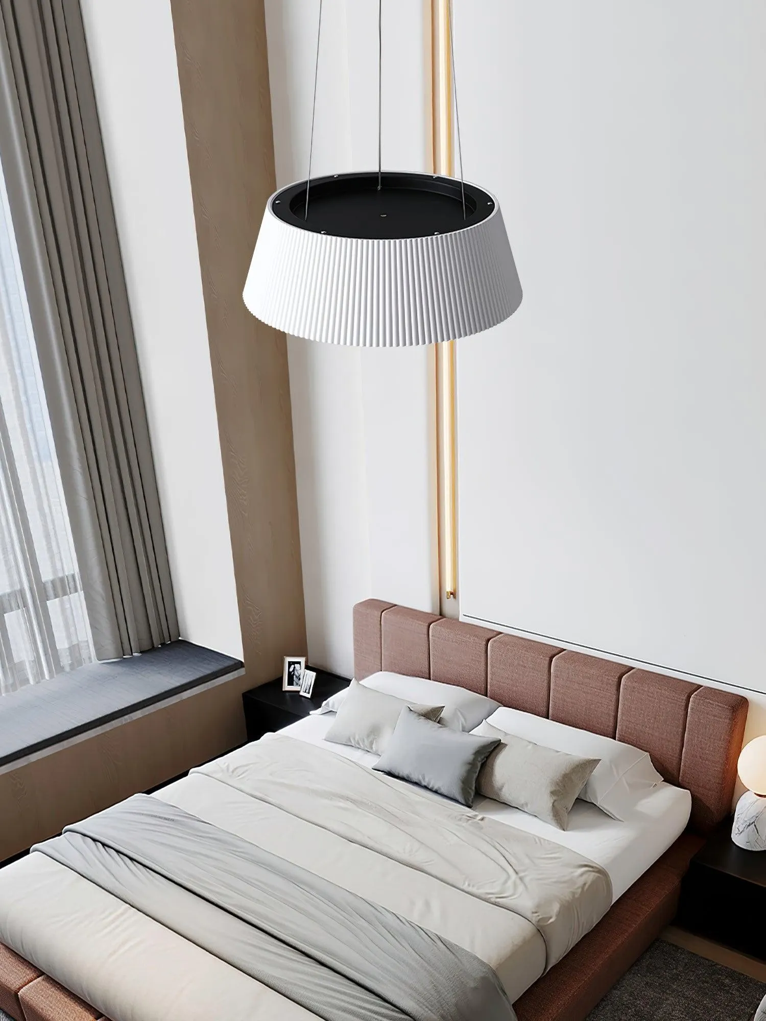 Minimalist Corrugated Lampshade Bedroom Pendant Lamp KL334