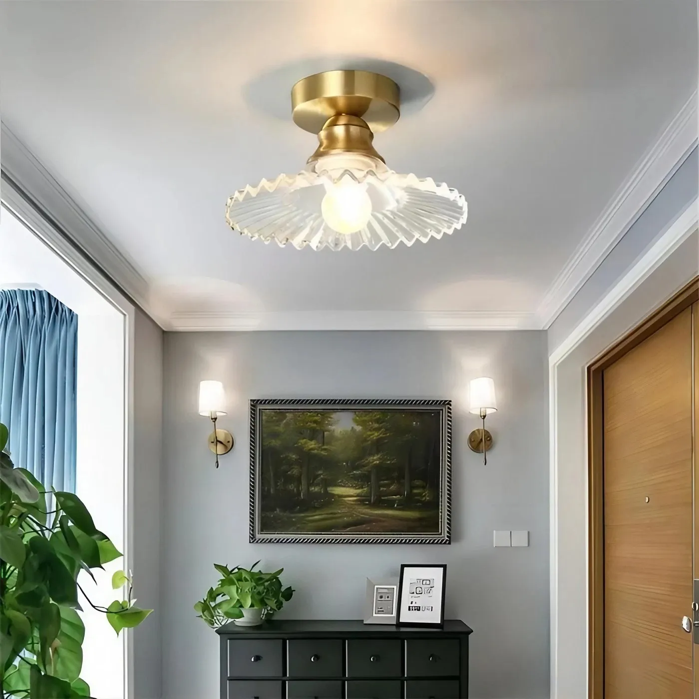Vintage Design Stained Glass Ceiling Light KL65