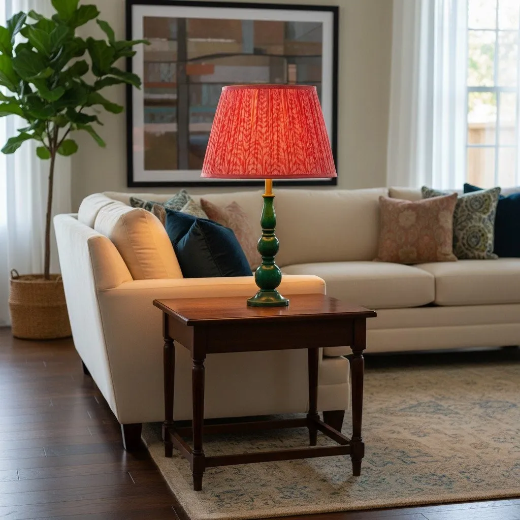 Grainora Soft Fabric Shade Table Lamp - Sculptural Wooden Base Lamp for Interiors KL2129