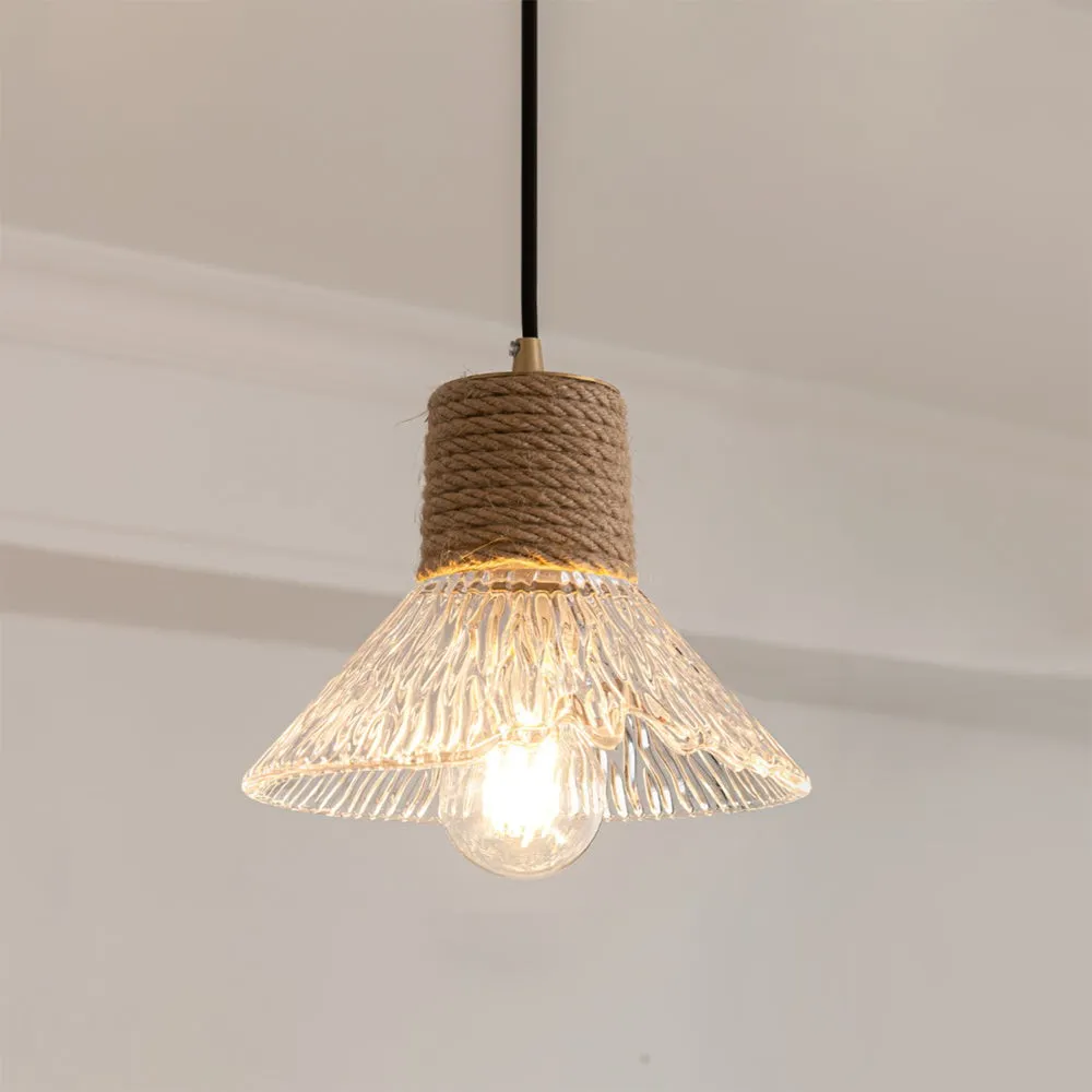 Hemp Rope Glass Pendant Lamp KL1030